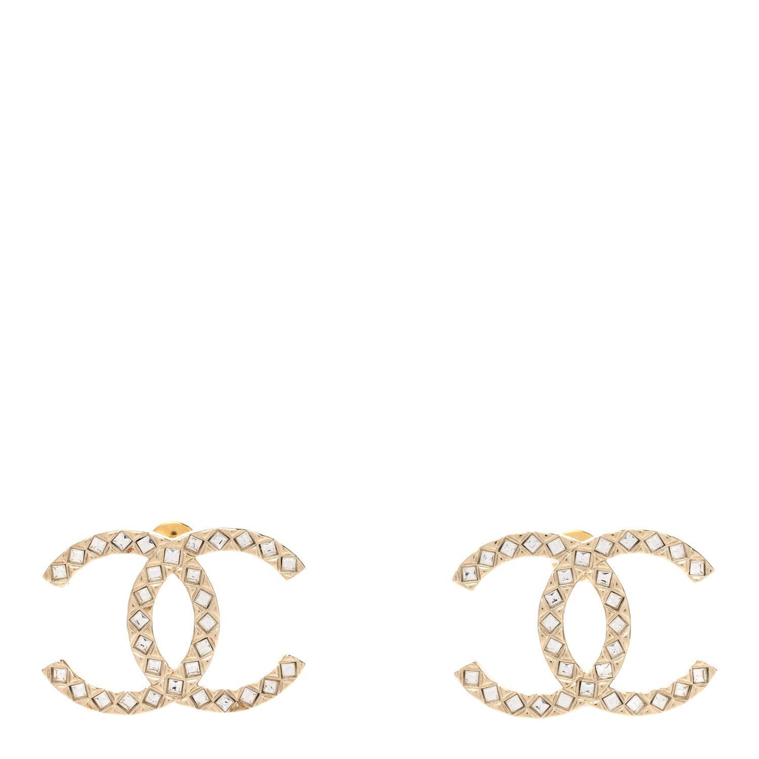 Chanel Baguette Crystal High Society CC Earrings Gold 1 of 5