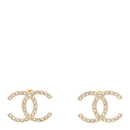 Chanel Baguette Crystal High Society CC Earrings Gold 1 of 5