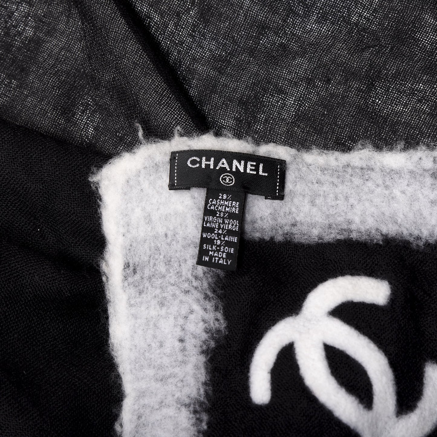 Cashmere Wool Silk CC Scarf Black