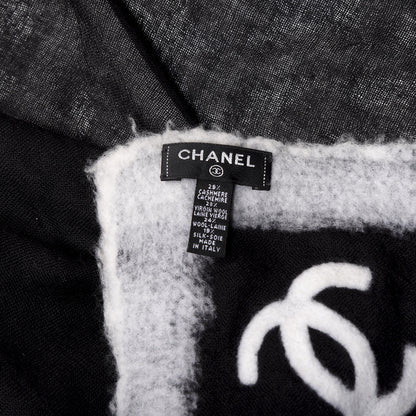 Chanel Cashmere Wool Silk CC Scarf Black 3 of 3