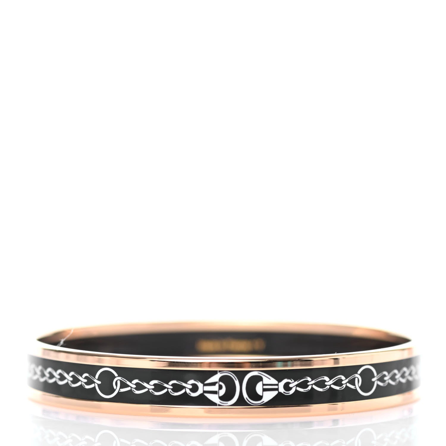Hermes Enamel Narrow Printed Chain D Ancre Bracelet 70 Black 2 of 4