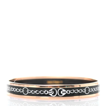 Hermes Enamel Narrow Printed Chain D Ancre Bracelet 70 Black 2 of 4
