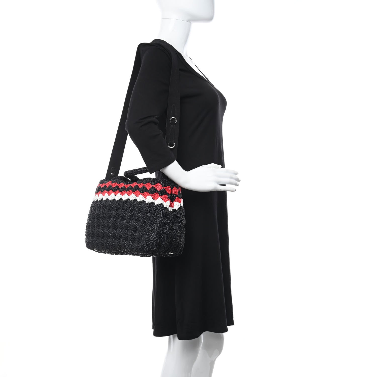 Prada Raffia Crochet Giardiniera Tote Black 2 of 9