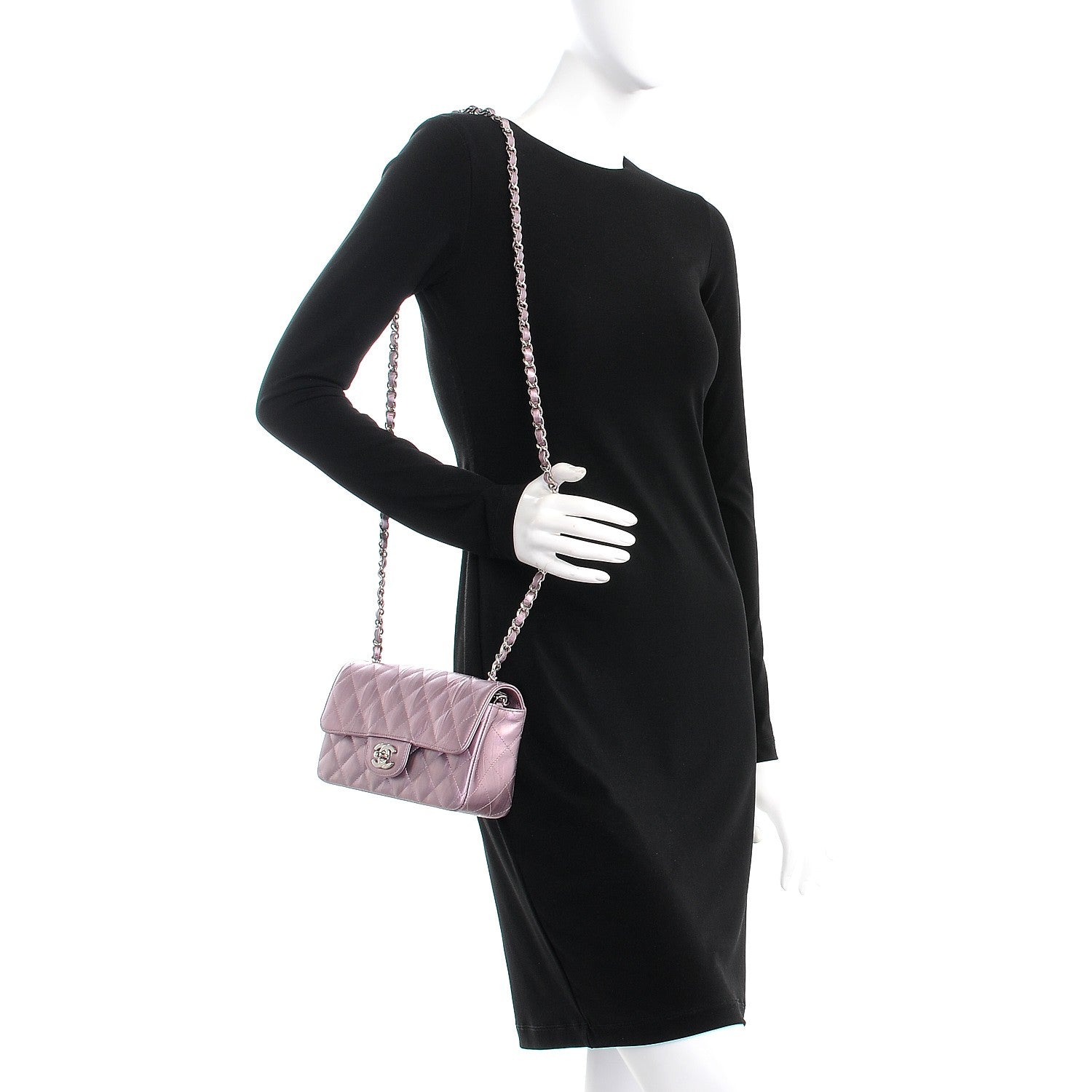 Chanel Metallic Calfskin Quilted Mini Rectangular Flap Pink 2 of 7