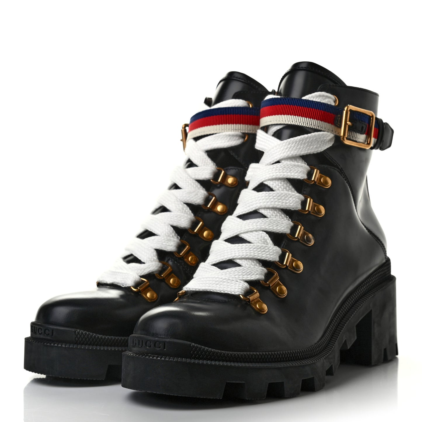 Calfskin Sylvie Web Womens Lace Up Combat Boots 38 Black