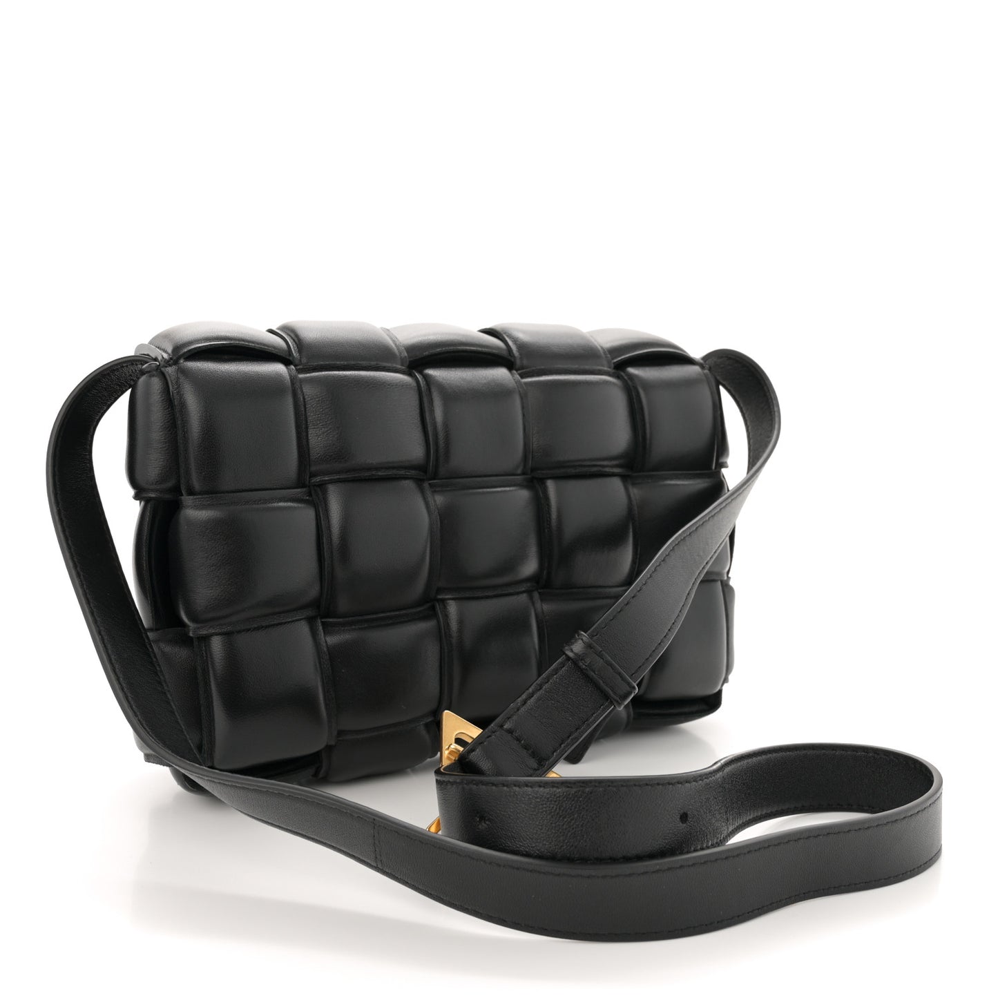 Nappa Maxi Intreccio Padded Cassette Crossbody Bag Black