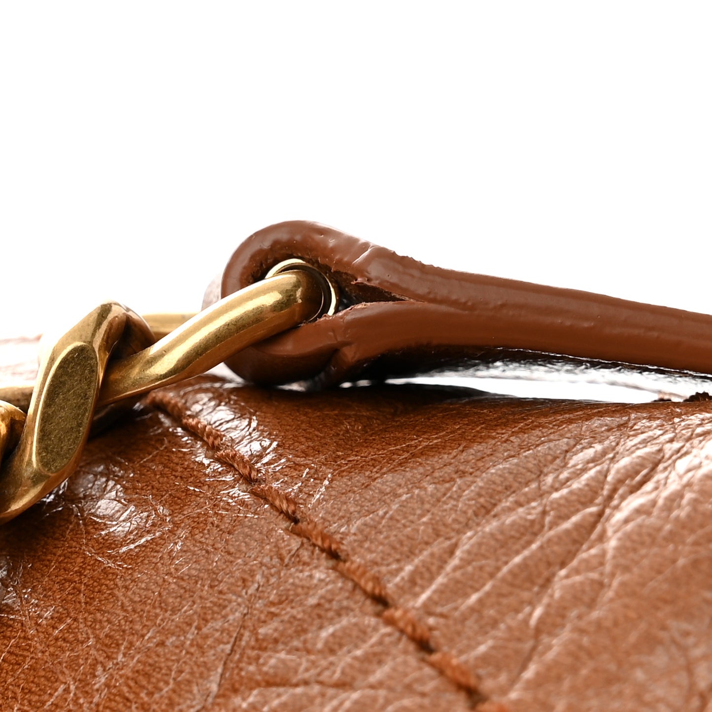 Crinkled Calfskin Matelasse Monogram Medium Niki Chain Satchel Light Caramel