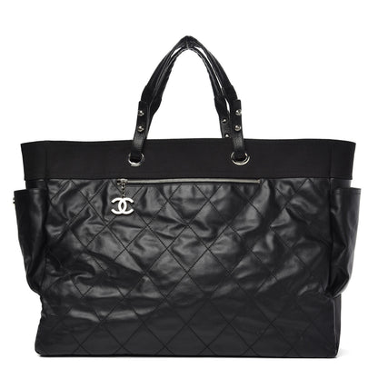 Chanel Coated Canvas Stitched XL Paris Biarritz Tote Black 1 of 13
