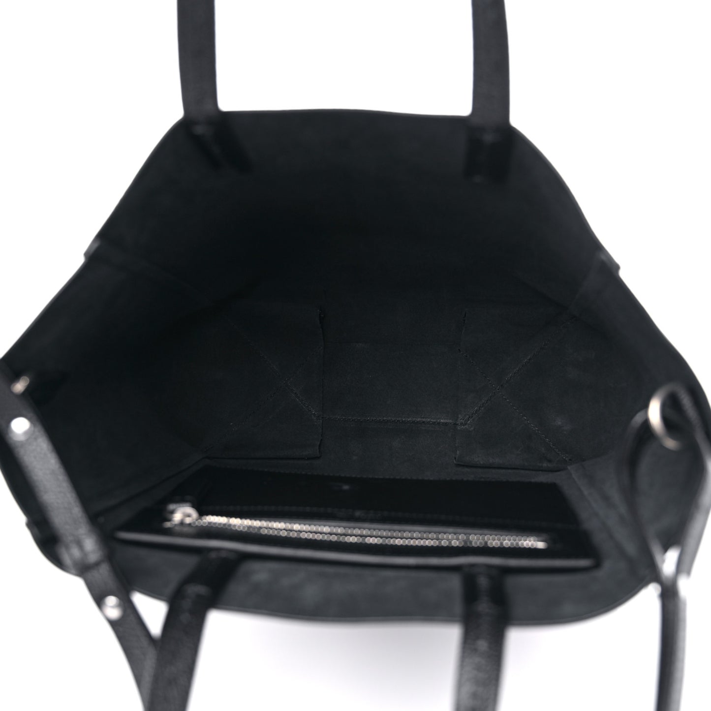 Grained Calfskin Small Vertical Cabas Black