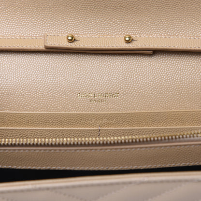 Saint Laurent Grain De Poudre Matelasse Chevron Monogram Chain Wallet Nude Powder 6 of 6