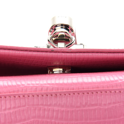 Saint Laurent Calfskin Crocodile Embossed Small Classic Monogram Kate Tassel Satchel Bubblegum 9 of 10