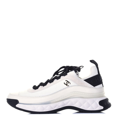 Chanel Velvet Calfskin Mixed Fibers CC Sneakers 40.5 Ivory Black 1 of 8