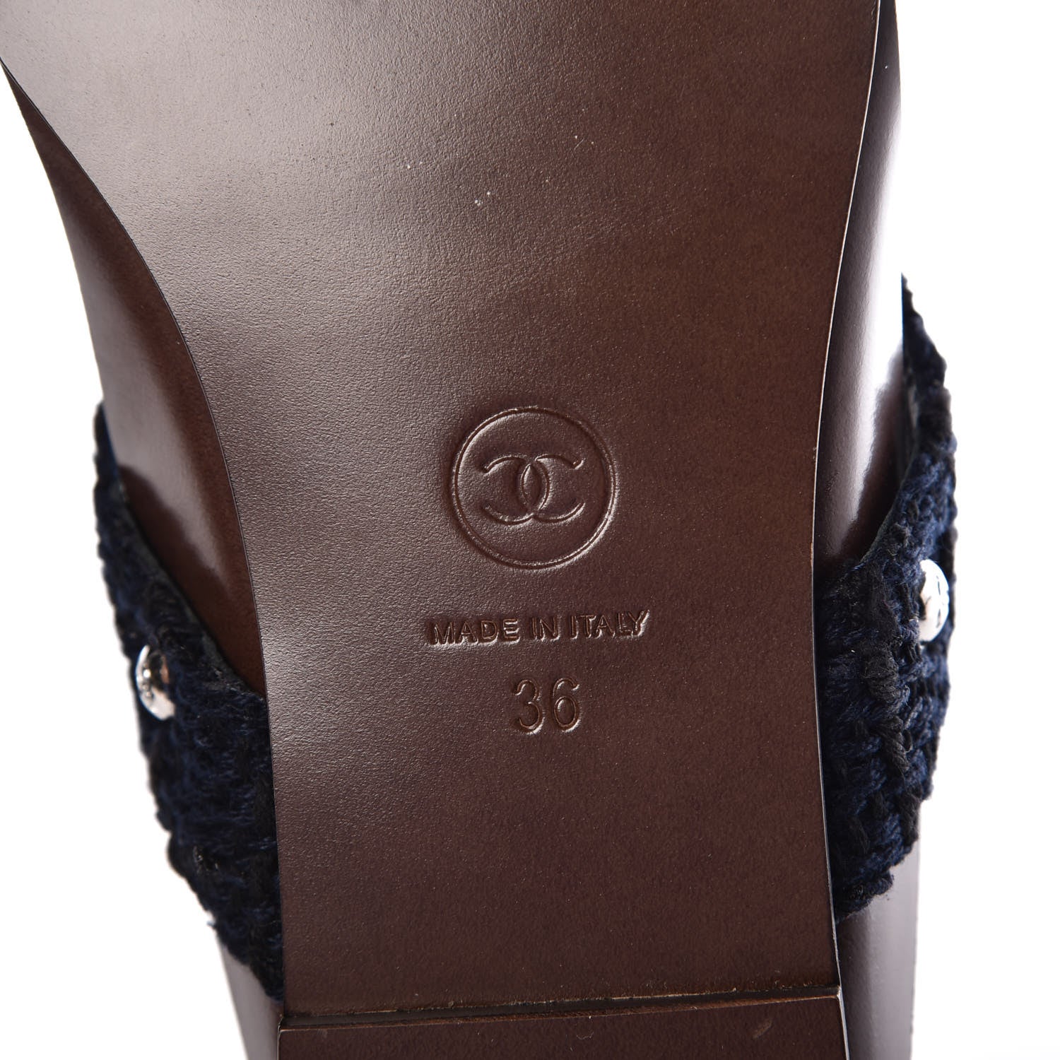 Chanel Tweed CC Thong Sandals 36 Navy Black 6 of 7