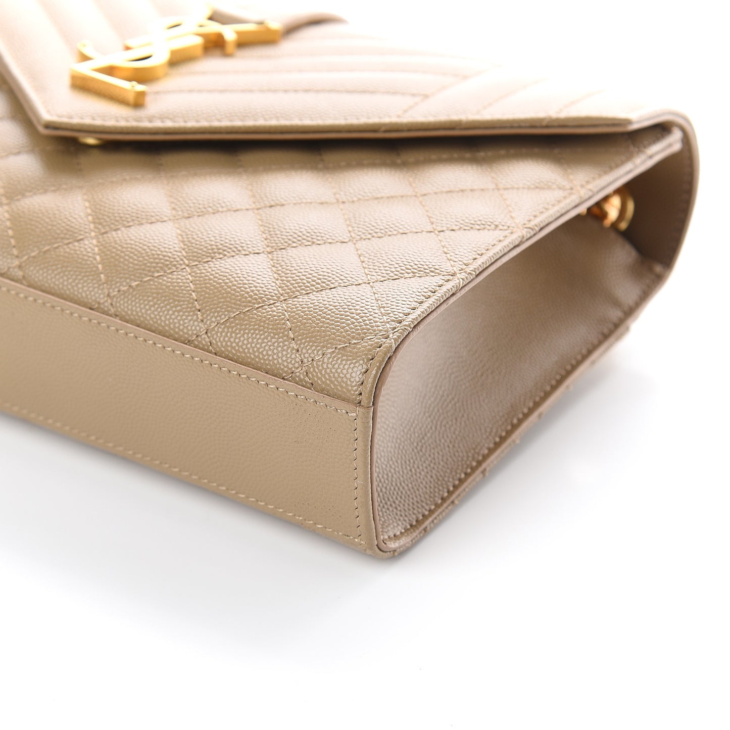 Grain De Poudre Textured Mixed Matelasse Medium Triquilt Monogram Satchel Latte Cream