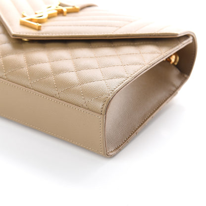 Saint Laurent Grain De Poudre Textured Mixed Matelasse Medium Triquilt Monogram Satchel Latte Cream 8 of 8