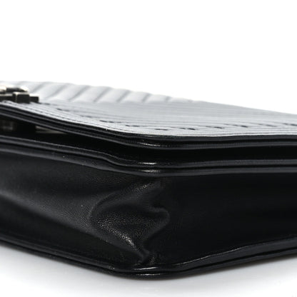 Chanel Grained Calfskin Chevron Quilted Boy Wallet On Chain WOC Black 10 of 10