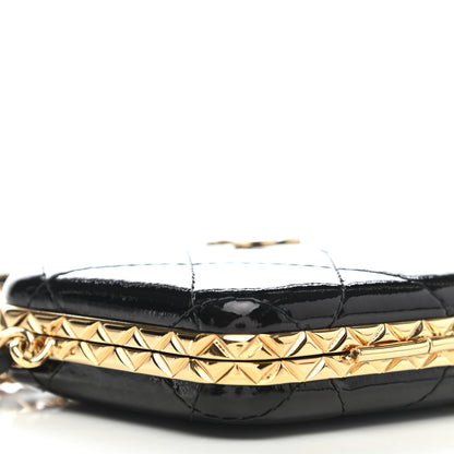 Chanel Glazed Goatskin Quilted Small Box With Chain Black 9 of 10