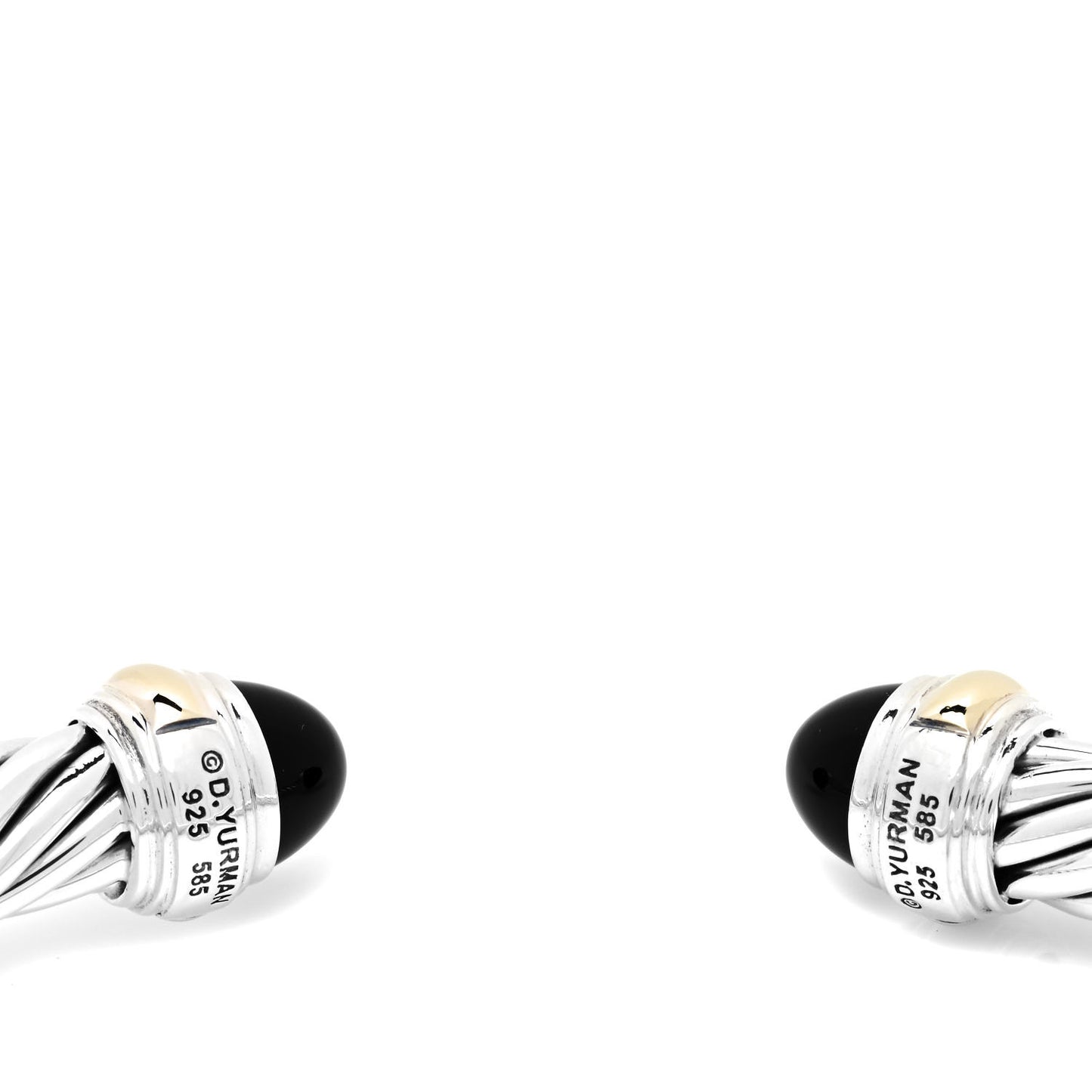 Sterling Silver 14K Yellow Gold Black Onyx 7mm Cable Classics Bracelet