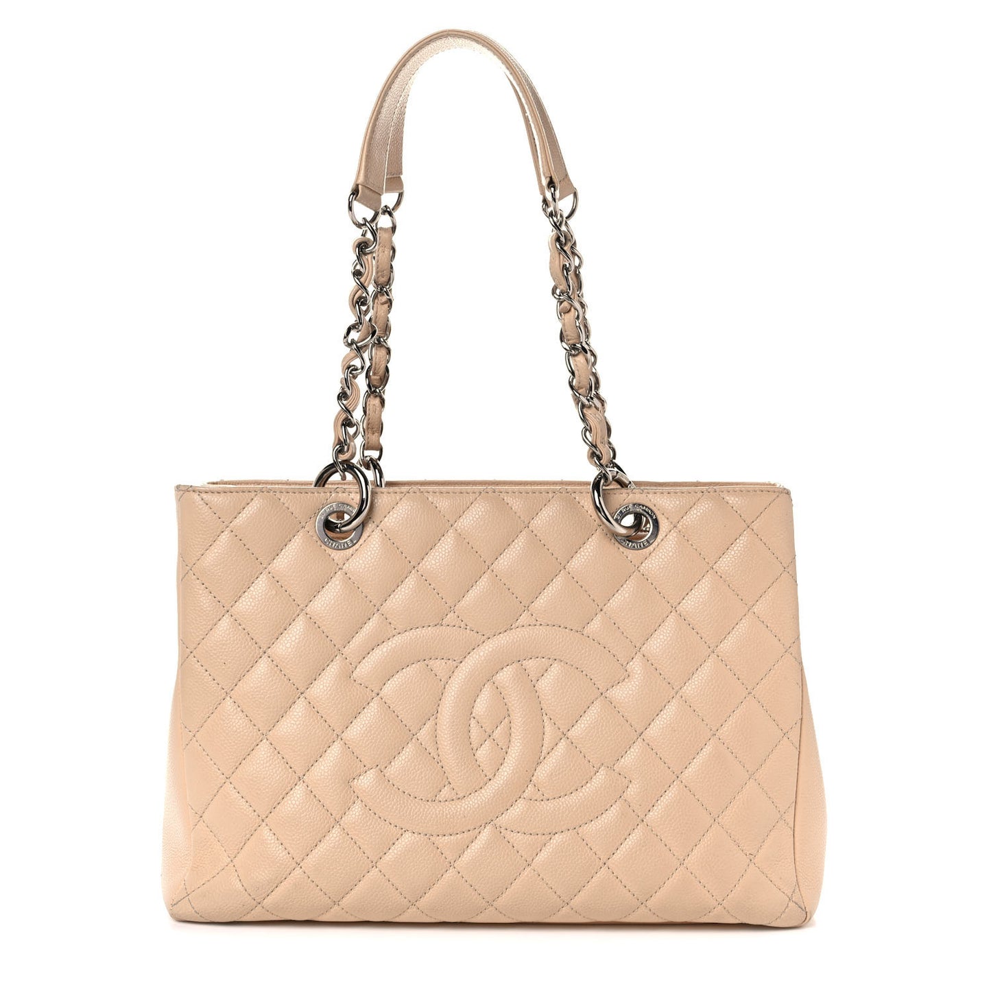 Caviar Quilted Grand Shopping Tote GST Beige Clair