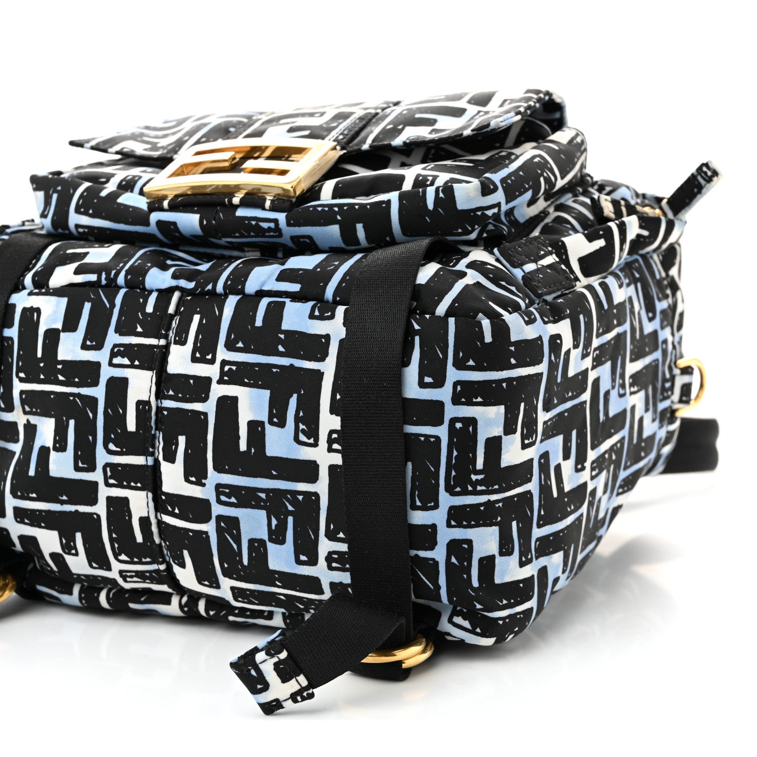 Fu　CEL 38 Fendi X JOSHUA VIDES Nylon FF Cloudy Pocket Backpack White Celeste