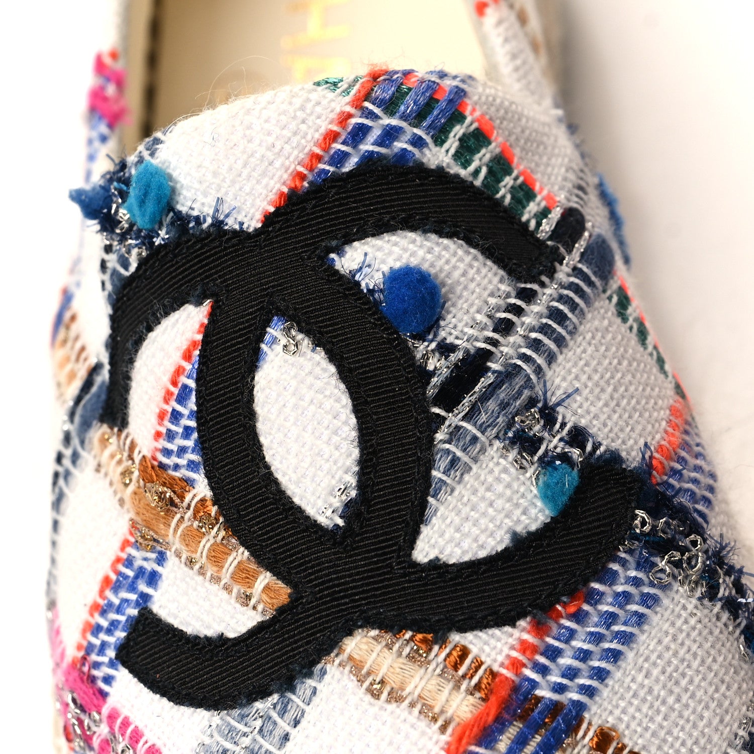 Chanel Tweed Grosgrain CC Espadrilles 36 White Blue Pink Green Black 10 of 10