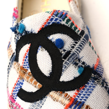 Chanel Tweed Grosgrain CC Espadrilles 36 White Blue Pink Green Black 10 of 10