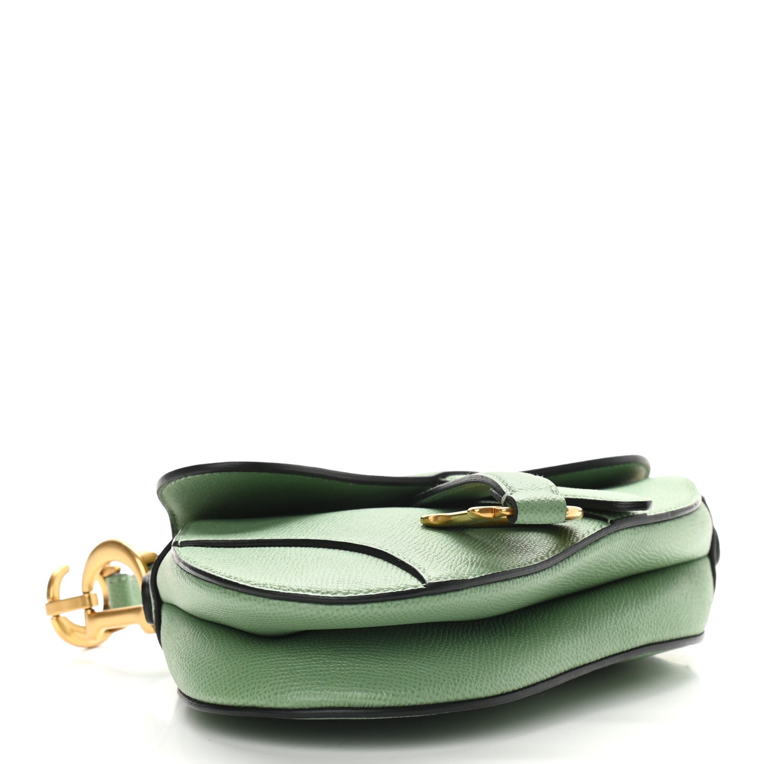 Christian Dior Grained Calfskin Mini Saddle Bag Green 4 of 9