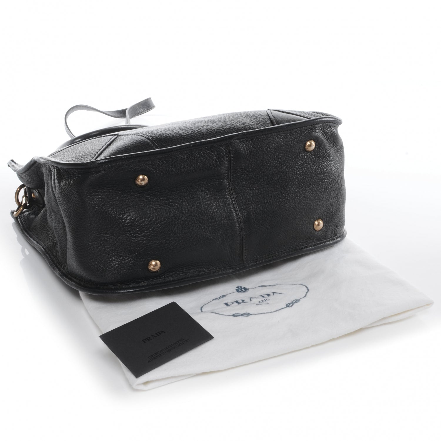 Prada Deerskin Zipper Detail Tote Black 4 of 8