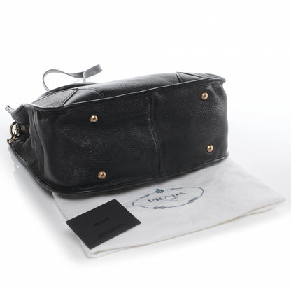 Prada Deerskin Zipper Detail Tote Black 4 of 8