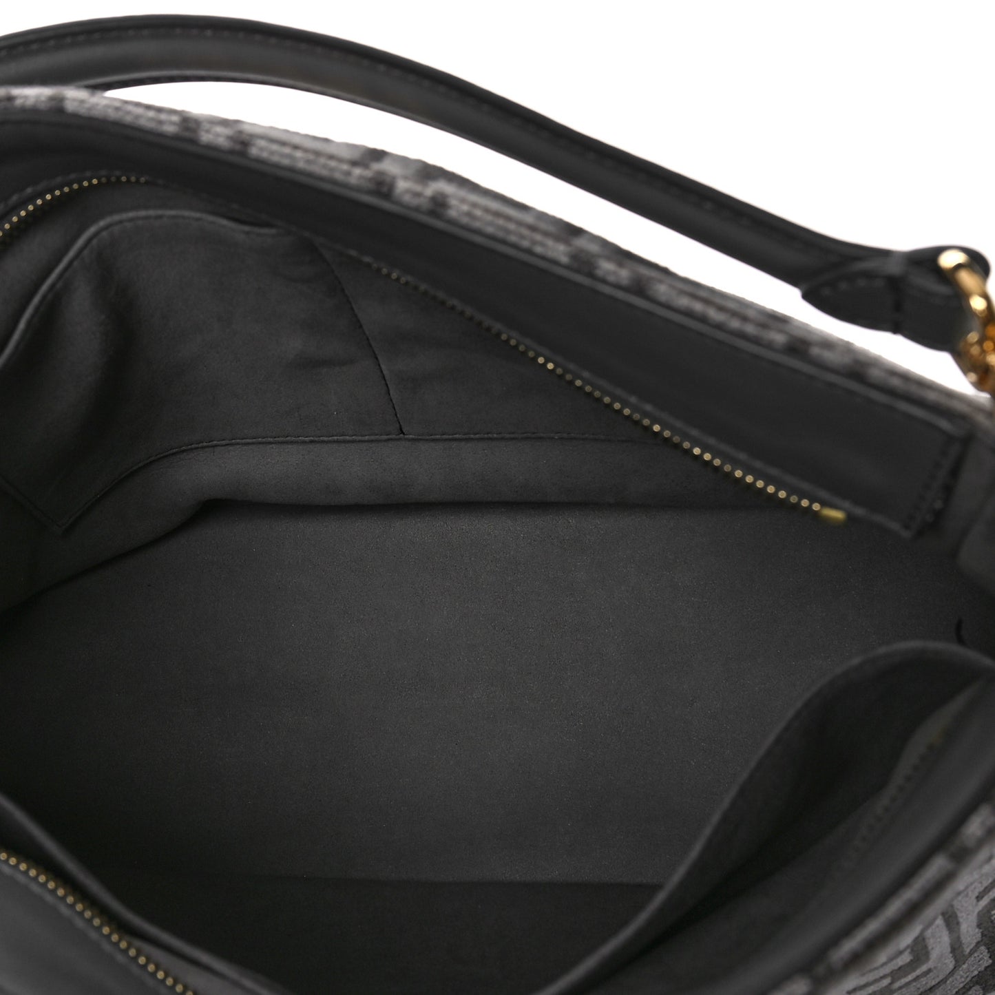 Chenille Vitello Seta Plexiglass FF Fendi O'Lock Zipper Anthracite Asfalto