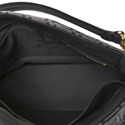 Fendi Chenille Vitello Seta Plexiglass FF Fendi O'Lock Zipper Anthracite Asfalto 5 of 8