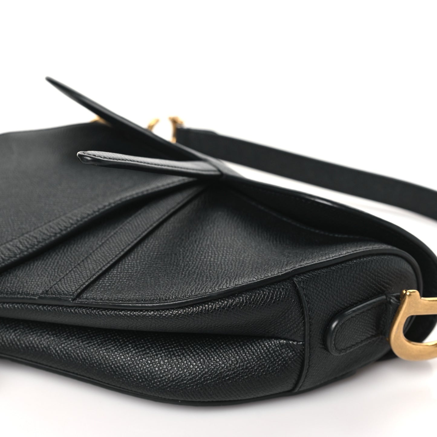 Grained Calfskin Saddle Bag Black