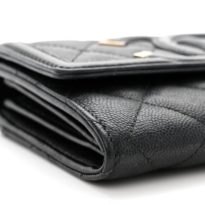 Chanel Caviar Quilted Medium Filigree Flap Wallet Black 9 of 12