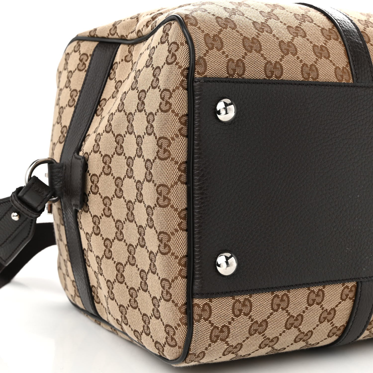 Gucci Monogram Dollar Calfskin Boston Duffle Bag Beige Ebony Testa di Moro Marrone Scuro 9 of 11