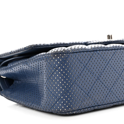 Chanel Lambskin Perforated Medium Double Flap Blue 9 of 10