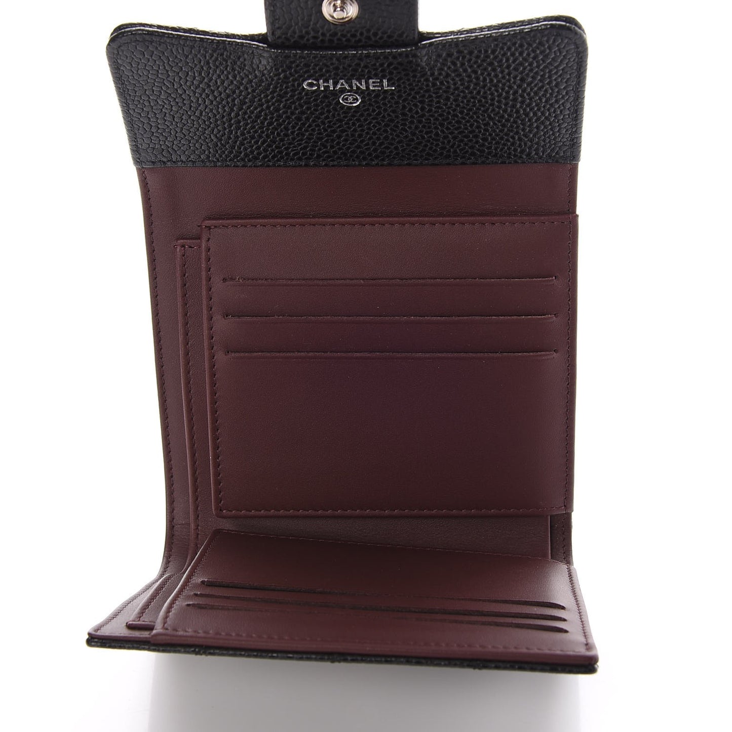 Caviar Quilted Compact Flap Wallet Black