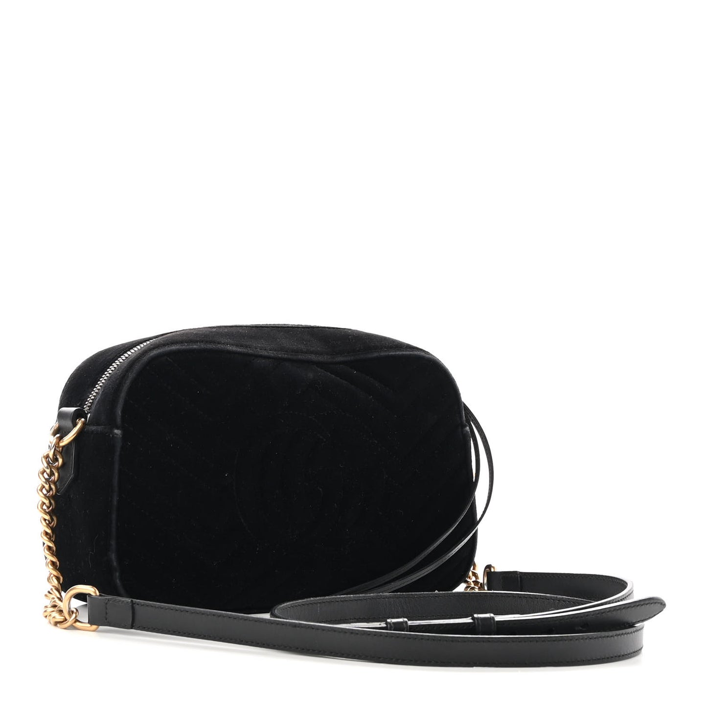 Velvet Matelasse Small GG Marmont Chain Shoulder Bag Black