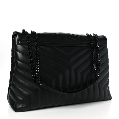 Saint Laurent Calfskin Y Quilted Monogram Large Loulou Chain Satchel Black 3 of 9