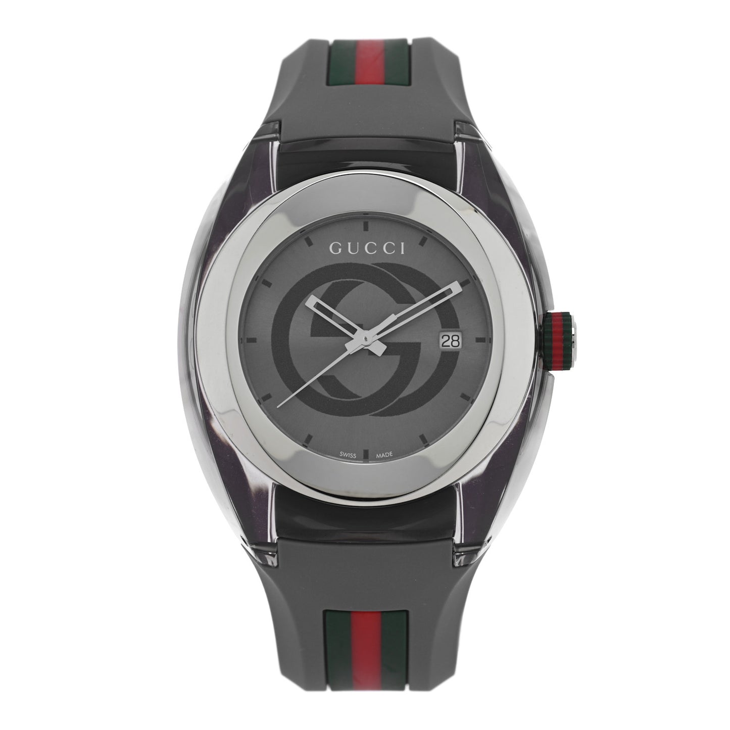 Stainless Steel Rubber 46mm Sync Web Quartz Watch Grey