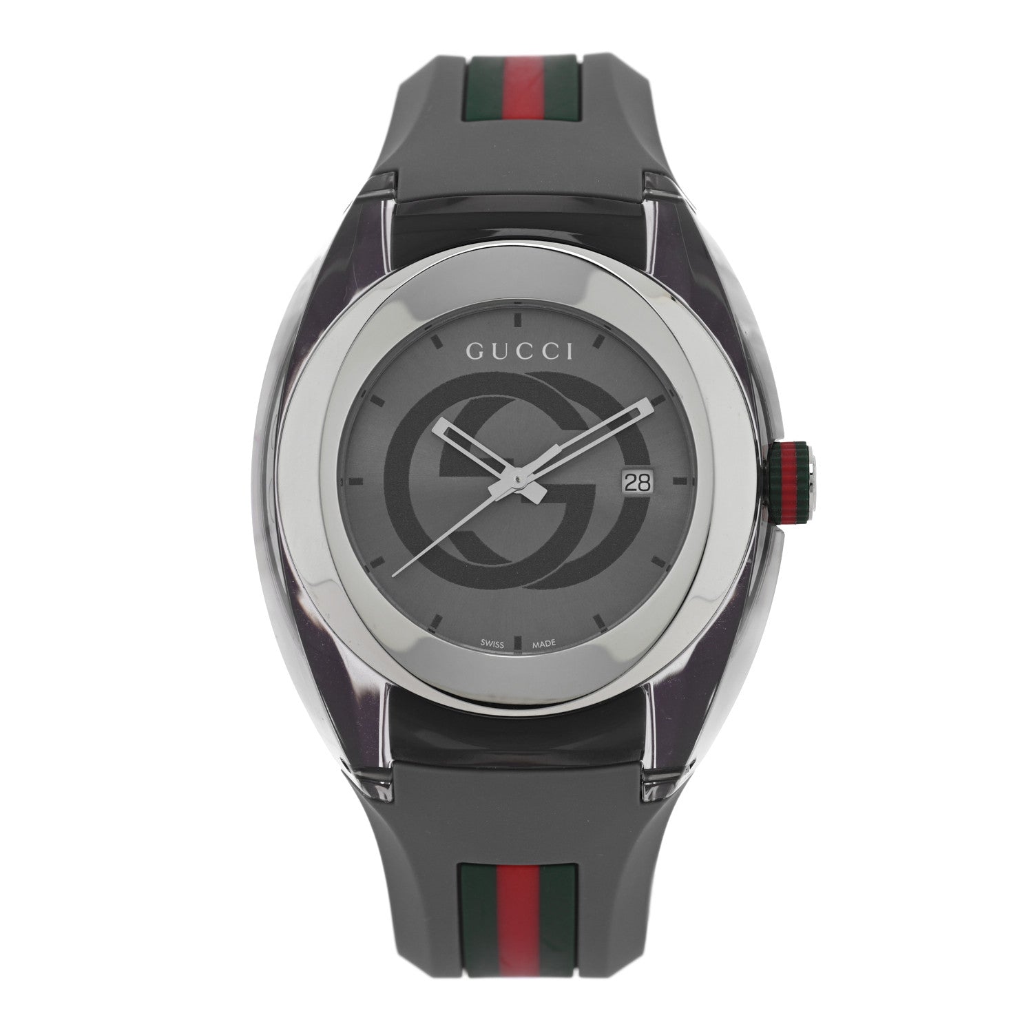 Gucci Stainless Steel Rubber 46mm Sync Web Quartz Watch Grey 1 of 4