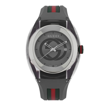 Gucci Stainless Steel Rubber 46mm Sync Web Quartz Watch Grey 1 of 4