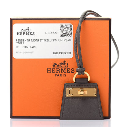 Hermes Swift Small Monpetitkelly Pendant Necklace Etain 7 of 7
