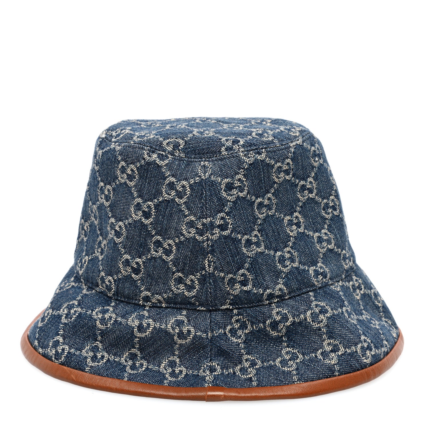 Gucci Washed Jacquard Denim Nappa GG Monogram Oscar Bucket Hat S Denim Cuir 6 of 8