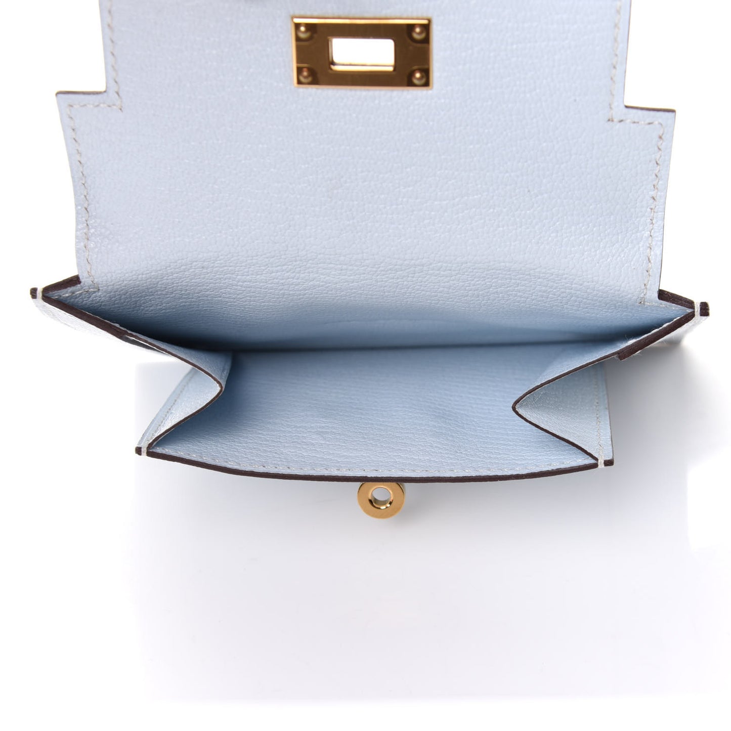 Chevre Mysore Kelly Pocket Compact Wallet Bleu Brume
