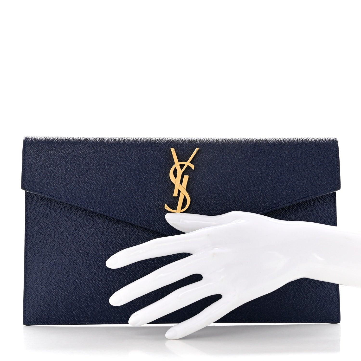 Saint Laurent Grain De Poudre Uptown Pouch Blue Charron 2 of 7