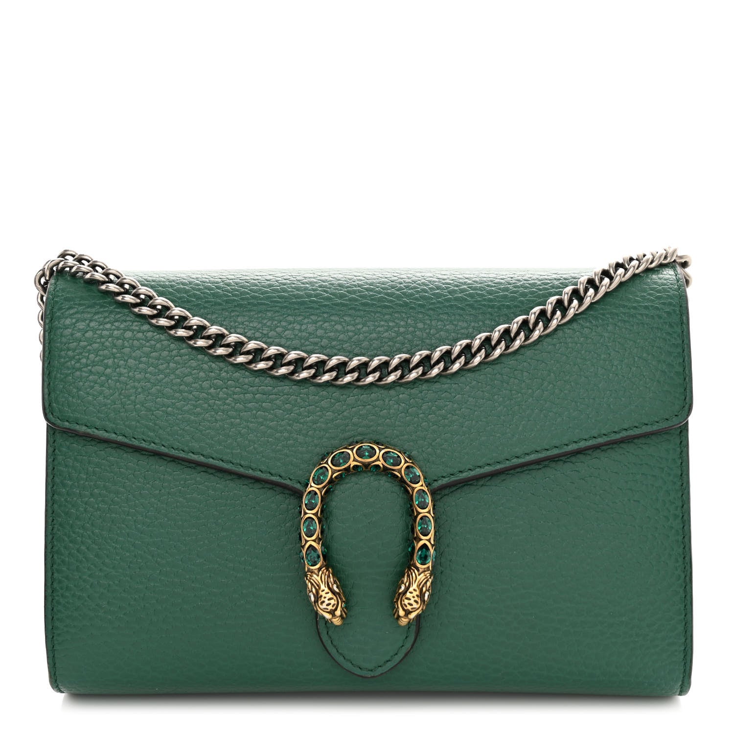 Gucci Calfskin Mini Dionysus Chain Wallet Emerald 1 of 11