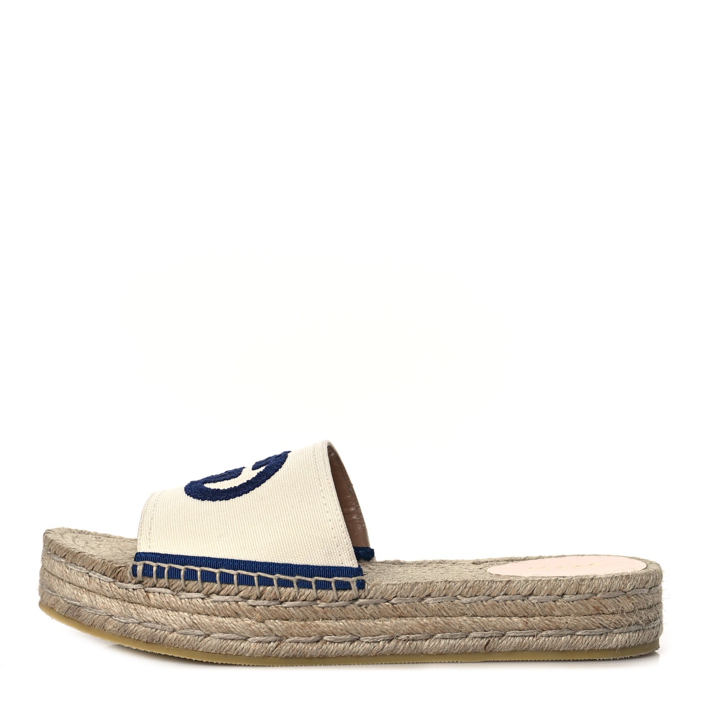 Canvas Interlocking G Espadrille Slide Sandals 39.5 Mystic White Royale Blue