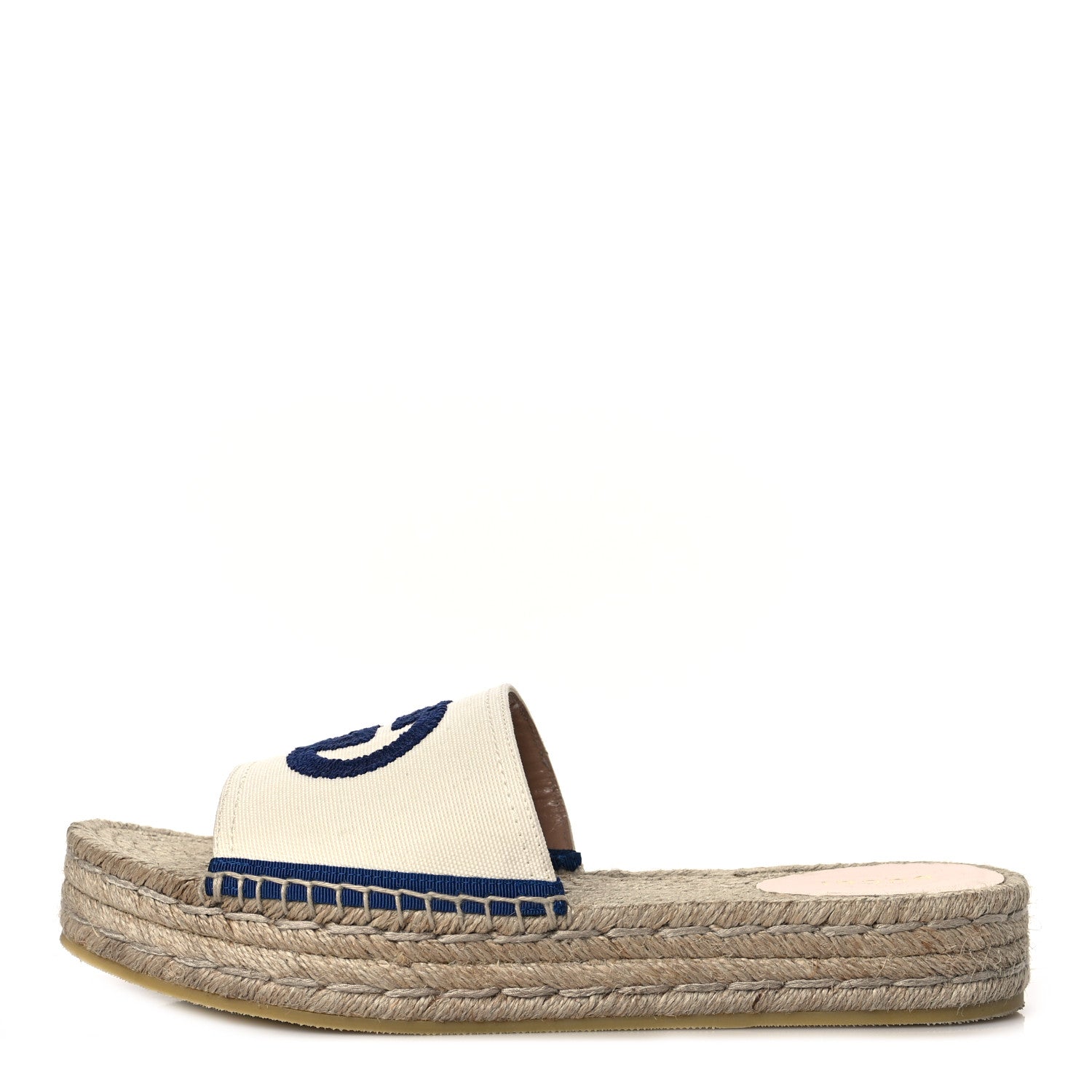 Gucci Canvas Interlocking G Espadrille Slide Sandals 39.5 Mystic White Royale Blue 1 of 8