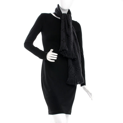 Louis Vuitton Wool Silk Logomania Scarf Charcoal Grey 2 of 4