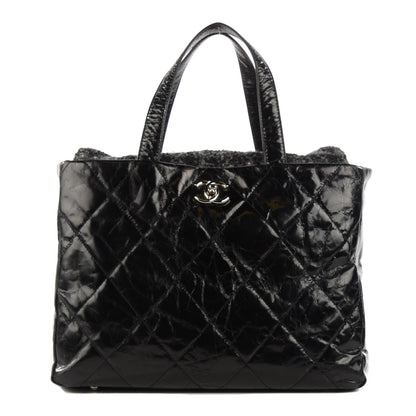 Chanel Glazed Calfskin Quilted Tweed Portobello Tote Black 1 of 8